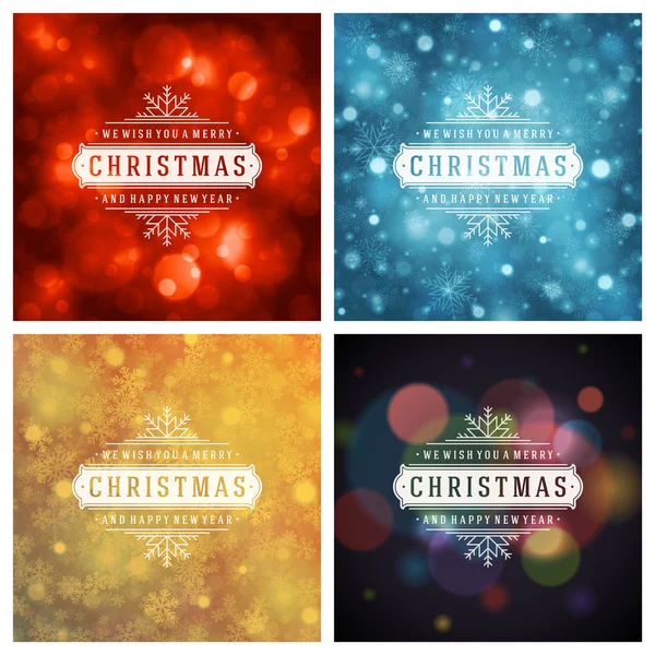 Weihnachten Typografie Grußkarten Design-Set. — Stockvektor