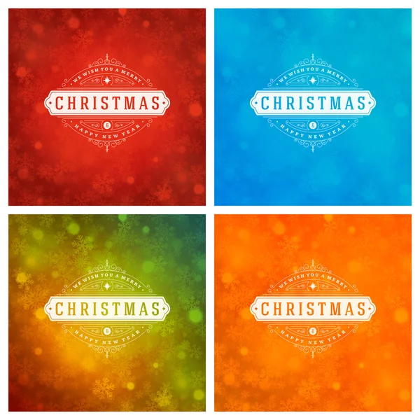 Christmas Typography Greeting Cards Design Set. — Stock Vector