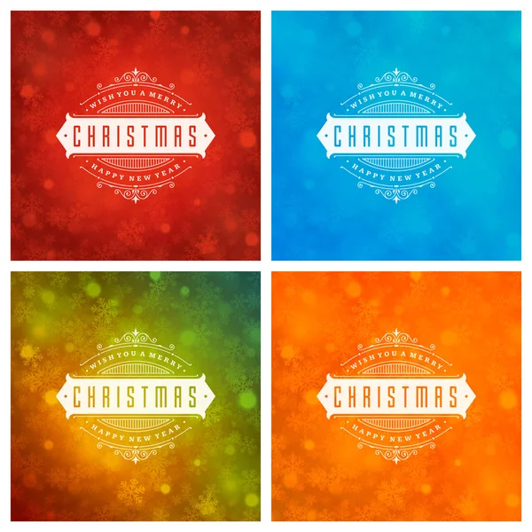 Navidad tipografía tarjetas de felicitación diseño conjunto . — Vector de stock