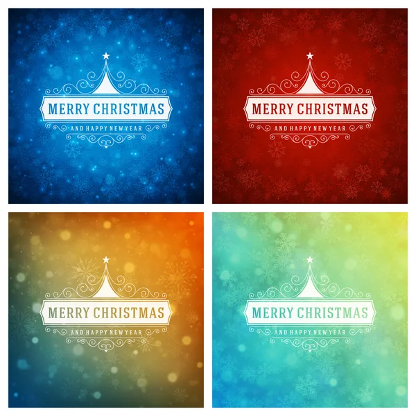 Weihnachten Typografie Grußkarten Design-Set. — Stockvektor