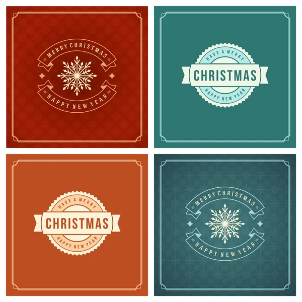 Navidad tipografía tarjetas de felicitación diseño conjunto . — Vector de stock