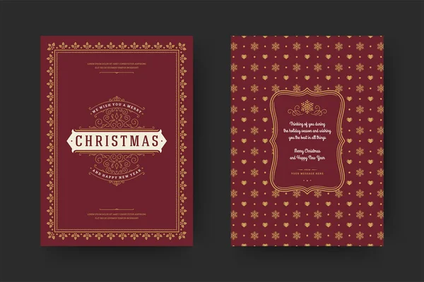 Weihnachtsgrußkarte Vintage typografisches Design verzieren Dekorationen mit Feiertagswünschen — Stockvektor