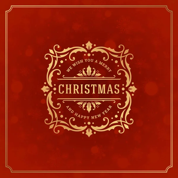 Feliz Navidad y año nuevo diseño de tarjetas de felicitación y luz con copos de nieve — Vector de stock