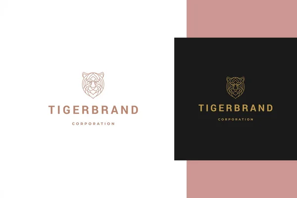 Umrissenes Logo des geometrischen Tigerkopfstils — Stockvektor