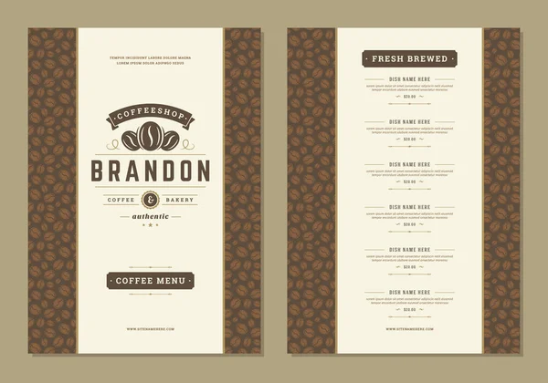 Koffie menu ontwerp brochure template vector Illustratie — Stockvector
