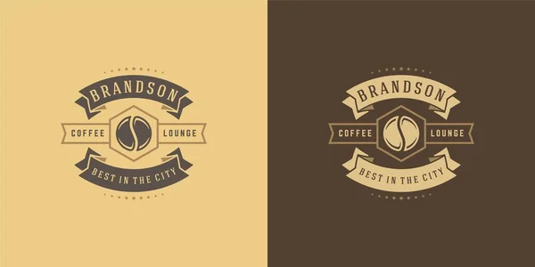 Café logotipo modelo vetor ilustração com silhueta de feijão bom para design de crachá de café e decoração de menu —  Vetores de Stock