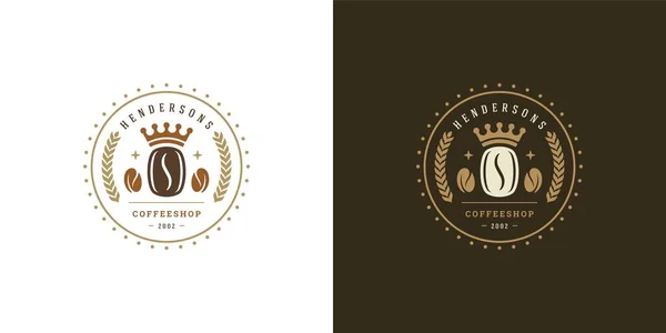 Café logotipo modelo vetor ilustração com silhueta de feijão bom para design de crachá de café e decoração de menu — Vetor de Stock