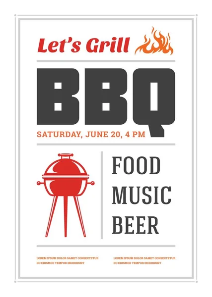 Barbecue party vector flyer or poster design template — Stock Vector