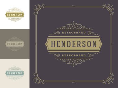 Klasik logo zarifleştirir sanat zarifliği Viktorya tarzı vektör şablonu tasarımı