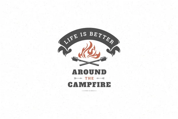 Tipografia de cotação com símbolo de fogueira de acampamento desenhado à mão para cartão ou cartaz de saudação e outros. — Vetor de Stock