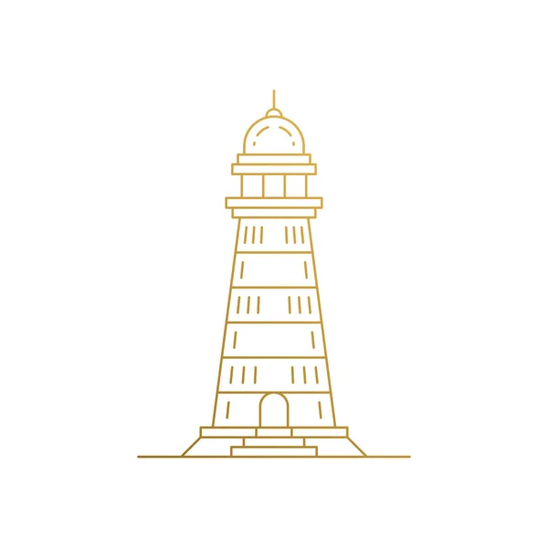 Icône de contour du phare traditionnel dessinée à la main avec de fines lignes — Image vectorielle