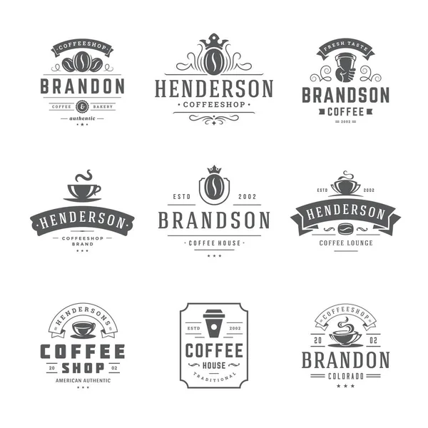 Coffee shop logos design templates set vector illustration for cafe badge design and menu decoration — Stock Vector