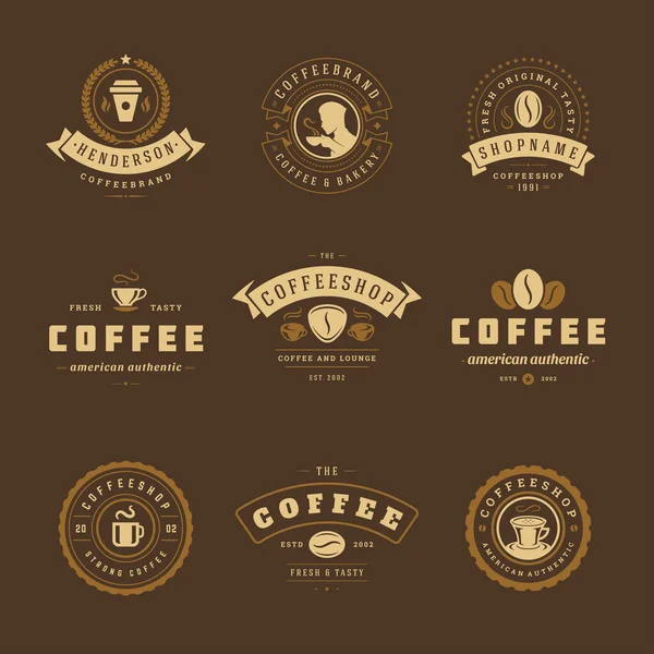 Coffee Shop Logos Designvorlagen Set Vektorillustration für Café Badge Design und Menüdekoration — Stockvektor