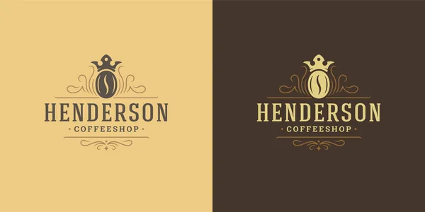 Šablona loga kavárny vektorové ilustrace s fazolí silueta dobrá pro kavárna odznak design a dekorace menu — Stockový vektor