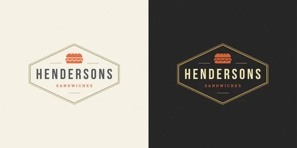 Fast food logotipo vetor ilustração silhueta sanduíche bom para menu de restaurante e crachá de café — Vetor de Stock