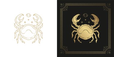 Zodiac kanseri yıldız falı çizgisi sanat silueti tasarım vektör çizimi