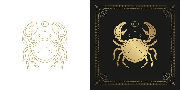 Horoscope du cancer du zodiaque signe ligne art silhouette conception vectoriel illustration — Image vectorielle
