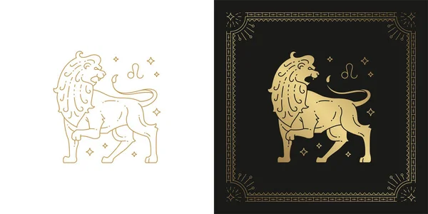 Zodiac Leo yıldız falı çizgisi sanat silueti tasarım vektör çizimi — Stok Vektör