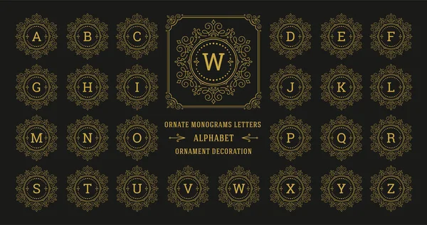 Letra del alfabeto del monograma vintage con marco de ornamento florido decorativo — Vector de stock