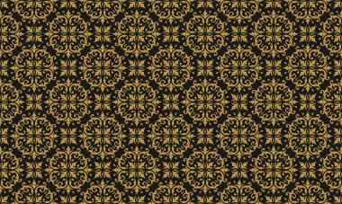 Klasik süslemesiz vektör desenli damaske altın süslü vignettler girdaplar