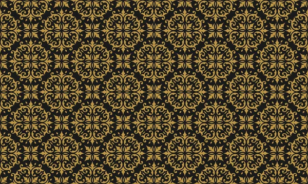 Винтажные украшения бесшовный векторный узор Дамаск золотые украшенные виньетки вертится — стоковый вектор