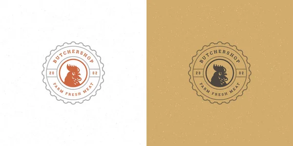 Slagerij logo vector illustratie haan kop silhouet goed voor pluimveehouderij of restaurant badge — Stockvector