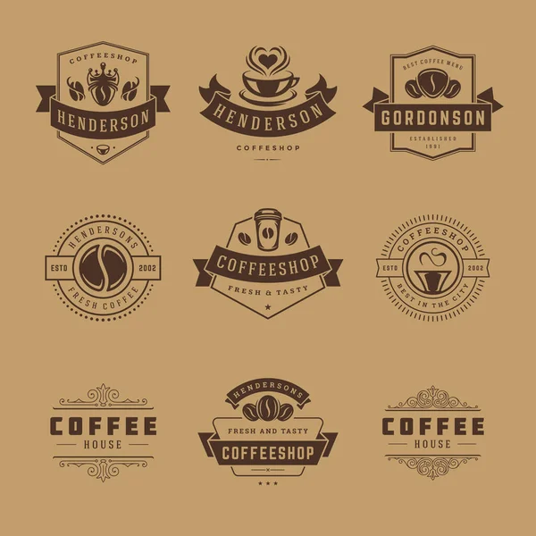Logotipos de la cafetería plantillas de diseño conjunto vector ilustración para el diseño de la insignia de café y decoración de menú — Vector de stock