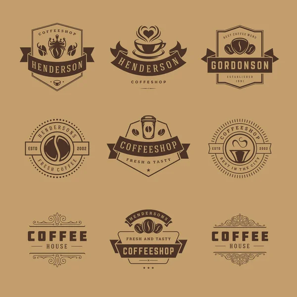 Koffie winkel logo 's ontwerp sjablonen set vector illustratie voor cafe badge ontwerp en menu decoratie — Stockvector