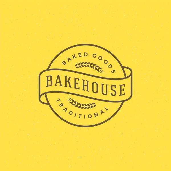 Bakery badge or label retro vector illustration. Ear wheat silhouette for bakehouse. — Stock Vector