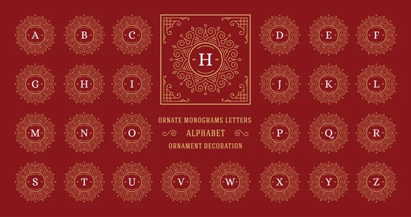 Dekoratif süsleme çerçeveli klasik monogram alfabe harfi — Stok Vektör