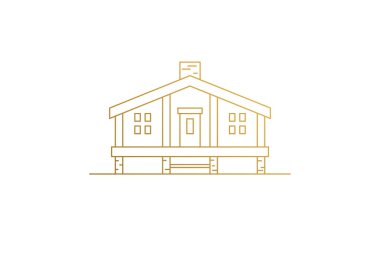 Kamp kabini silueti modern doğrusal vektör çizimi.