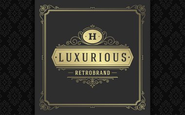 Klasik logo zarifleştirir sanat zarifliği Viktorya tarzı vektör şablonu tasarımı