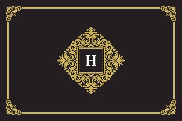 Luksusowy vintage ornament logo monogram herb szablon projekt wektor ilustracja — Wektor stockowy