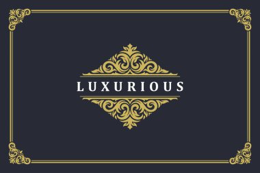Lüks süsleme klasik logo şablon tasarım vektör çizimi