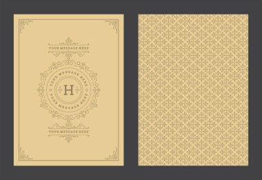 Vintage süsleme tebrik kartı kaligrafik dekoratif girdaplar ve vignette çerçeve tasarım vektörü şablonu