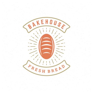 Fırın rozeti ya da retro vektör çizimi. Fırın için ekmek ya da somun silueti.