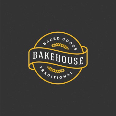 Fırın rozeti ya da retro vektör çizimi. Fırın için kulak buğdayı silueti.