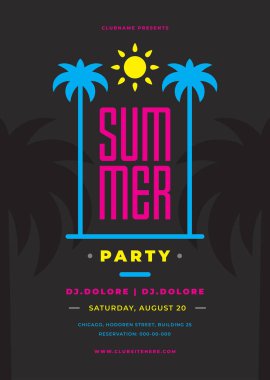 Yaz partisi posteri ya da broşür tasarımı modern tarz.