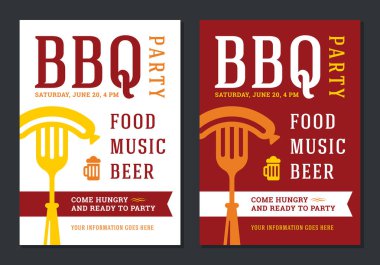 Barbekü partisi davetiyesi veya poster tasarım vektörü şablonu
