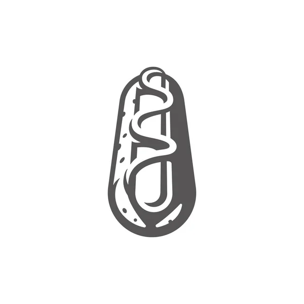 Silhouette hot dog isolée sur fond blanc illustration vectorielle — Image vectorielle