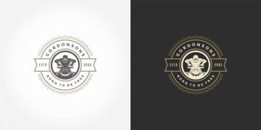 Atv logo amblemi vektör çizimi off road dağları keşif, dörtlü bisiklet ve insan silueti