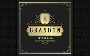 Klasik logo zarifleştirir sanat zarifliği Viktorya tarzı vektör şablonu tasarımı