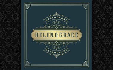 Klasik logo zarifleştirir sanat zarifliği Viktorya tarzı vektör şablonu tasarımı