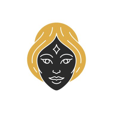 Saçları siluet vektör resimli sihirli zarif kadın portresi