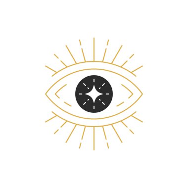 Yıldız eli çizilmiş sihirli göz siluet vektör çizimi