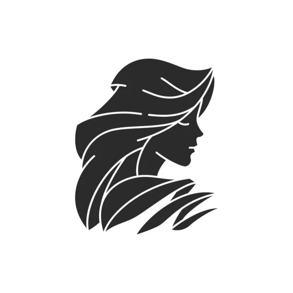 Woman face with hairs silhouette vector illustration — Stockvektor
