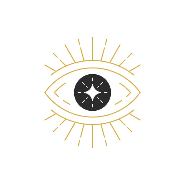 Μαγικό μάτι με αστέρι ζωγραφισμένο χέρι σιλουέτα διανυσματική απεικόνιση — Διανυσματικό Αρχείο