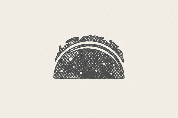 Silhouette taco mexicaine pour street fast food design dessin à la main effet timbre illustration vectorielle. — Image vectorielle