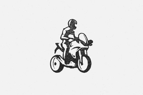 骑在超级摩托车上的人手绘墨迹图解. — 图库矢量图片