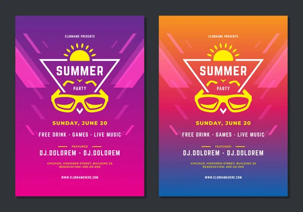 Cartel de diseño de fiesta de verano o evento de club nocturno volante — Vector de stock